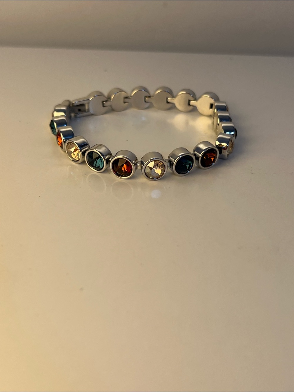 Touchstone Crystal Silver Bracelet with Blue, Amber and Champagne Crystals - Picture 2 of 7
